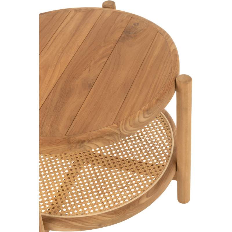 Table basse japandi Ronde 1 étagère en Bois de bambou Naturel Aiko - 5