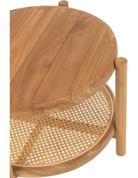 Table basse japandi Ronde 1 étagère en Bois de bambou Naturel Aiko - 5