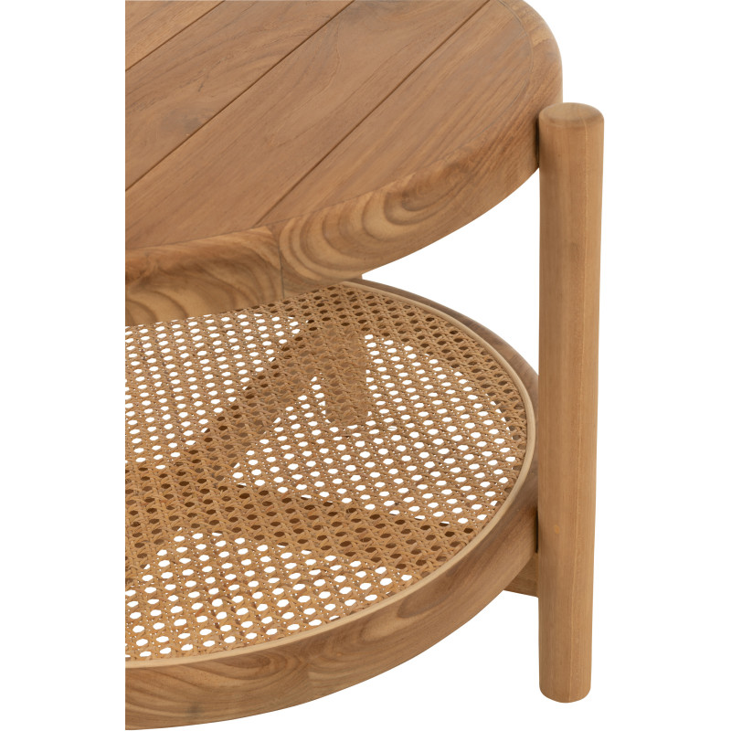 Table basse japandi Ronde 1 étagère en Bois de bambou Naturel Aiko - 6