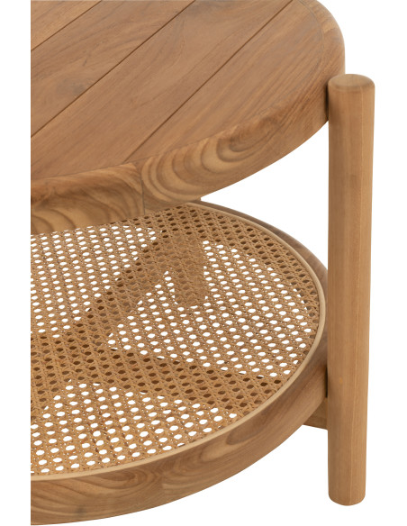 Table basse japandi Ronde 1 étagère en Bois de bambou Naturel Aiko - 6