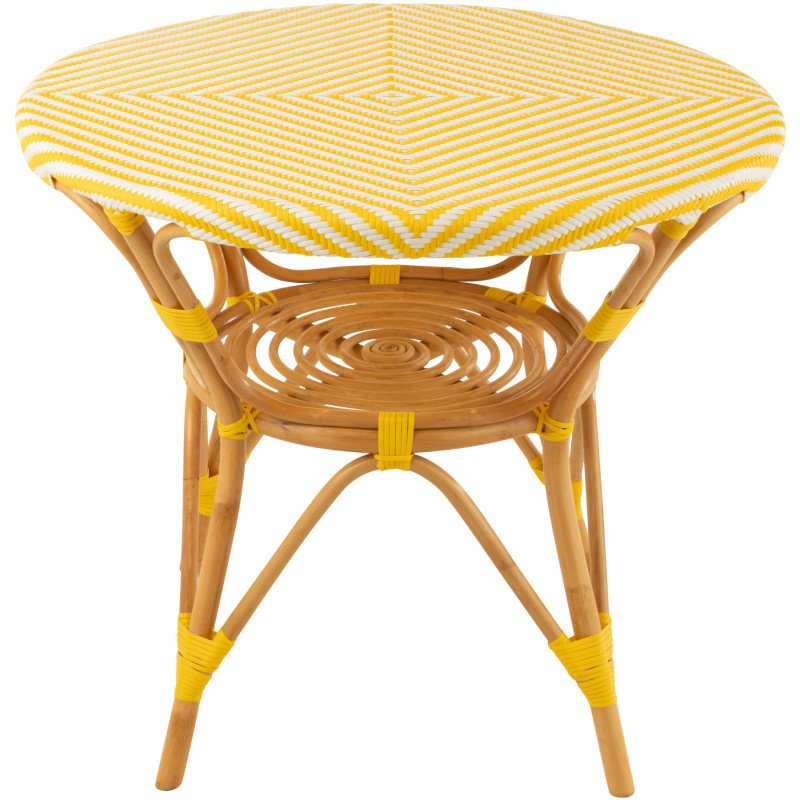 Table basse bord de mer Ronde 1 étagère en Bois de teck Naturel Cannage Calysa - 3