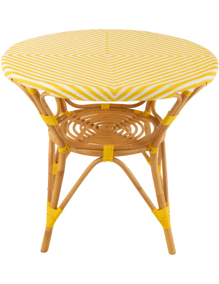 Table basse bord de mer Ronde 1 étagère en Bois de teck Naturel Cannage Calysa - 3