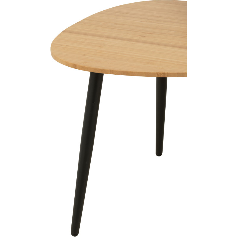 Table basse gigogne moderne Ronde en Bois de teck Métal Noir Kalyar (Lot de 2) - 3