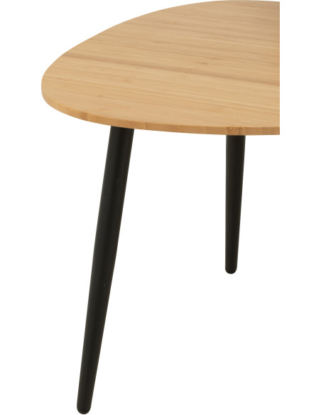 Table basse gigogne moderne Ronde en Bois de teck Métal Noir Kalyar (Lot de 2) - 3