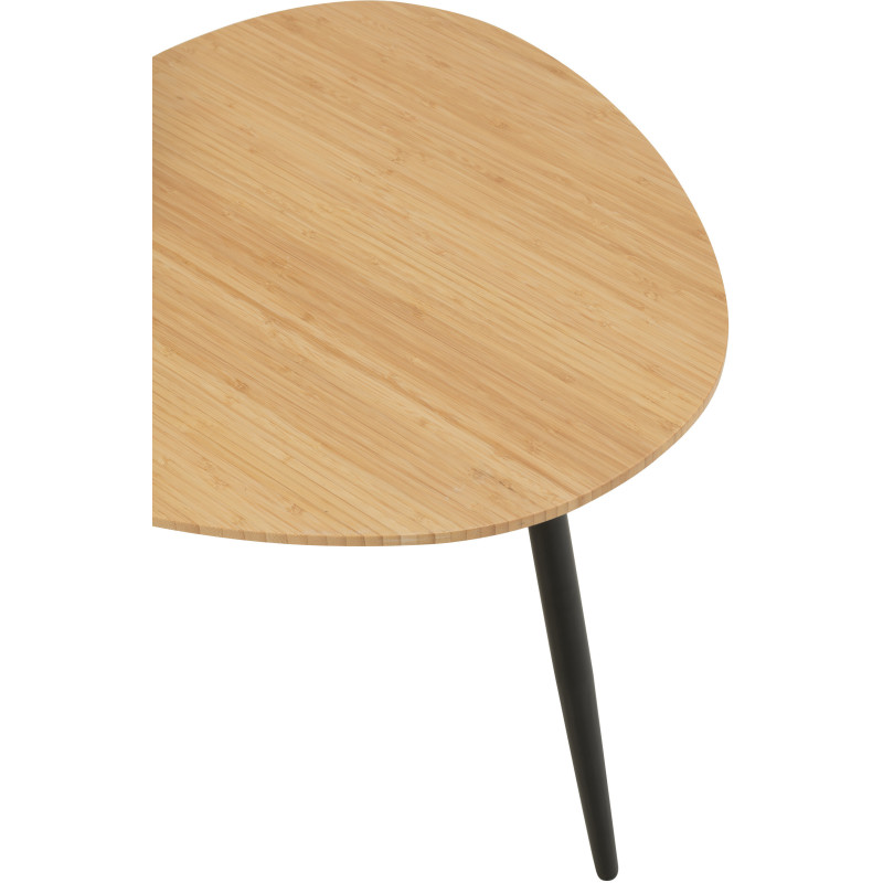 Table basse gigogne moderne Ronde en Bois de teck Métal Noir Kalyar (Lot de 2) - 4