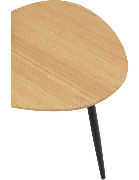 Table basse gigogne moderne Ronde en Bois de teck Métal Noir Kalyar (Lot de 2) - 4