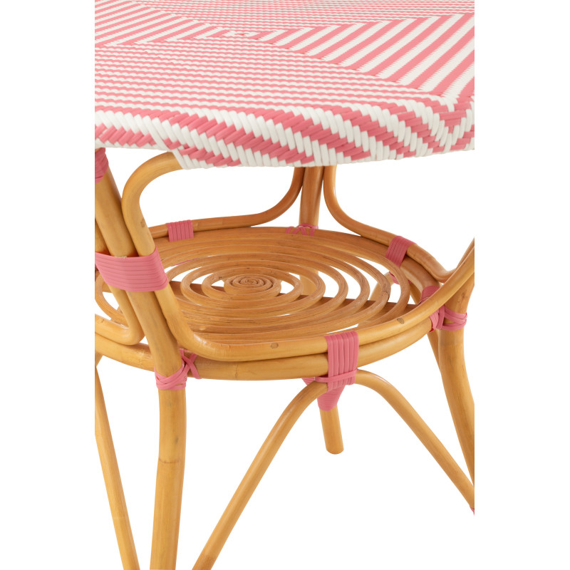 Grande Table basse bord de mer Ronde en Bois d'épicéa Naturel Verre Transparent Métal Blanc Motif cannage Mati - 6