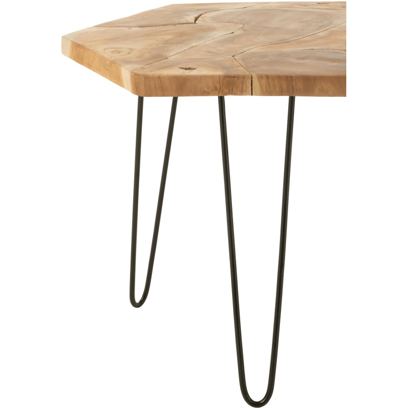 Table basse gigogne japandi Ovale en Bois de bambou Naturel Métal Noir Yumi (Lot de 3) - 2