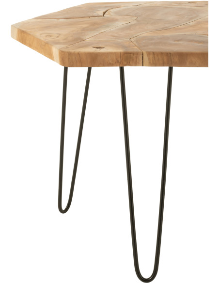 Table basse gigogne japandi Ovale en Bois de bambou Naturel Métal Noir Yumi (Lot de 3) - 2