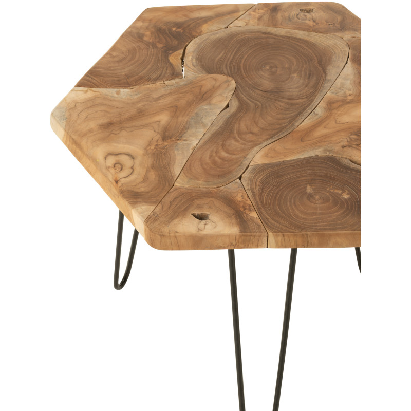 Table basse gigogne japandi Ovale en Bois de bambou Naturel Métal Noir Yumi (Lot de 3) - 3
