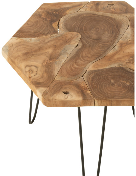 Table basse gigogne japandi Ovale en Bois de bambou Naturel Métal Noir Yumi (Lot de 3) - 3