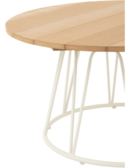 Table basse gigogne rustique Hexagonale en Bois de teck Naturel Métal Noir Hexa (Lot de 2) - 2