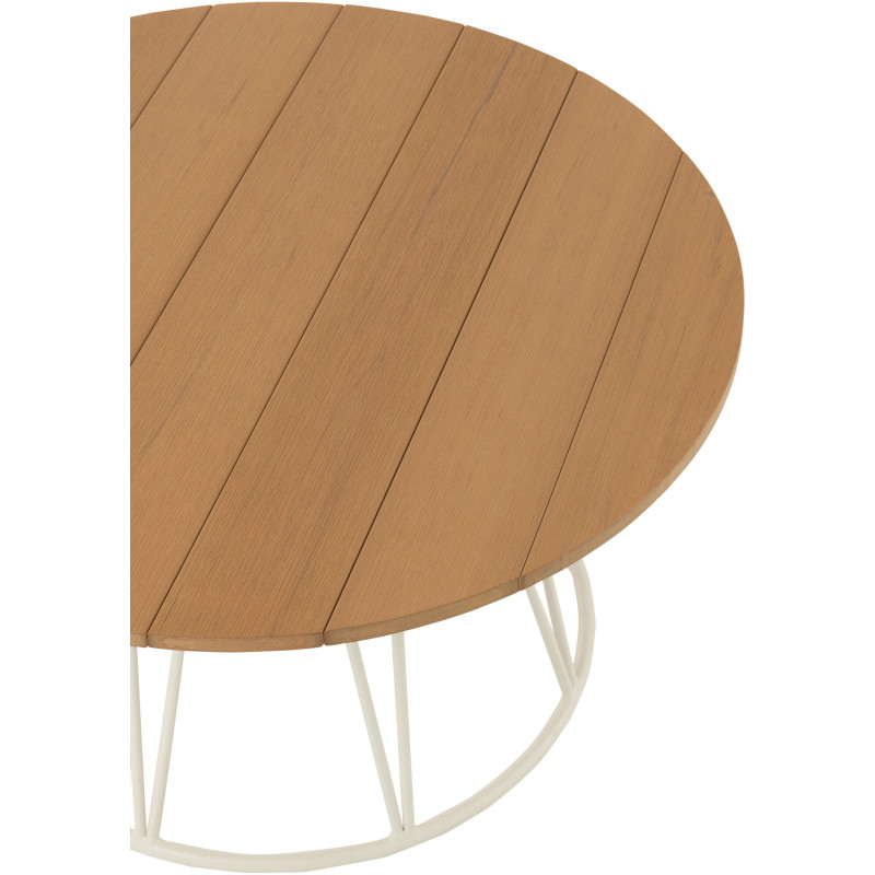 Table basse gigogne rustique Hexagonale en Bois de teck Naturel Métal Noir Hexa (Lot de 2) - 3