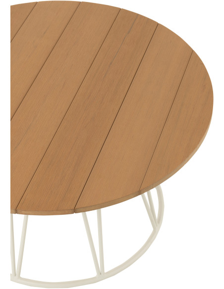 Table basse gigogne rustique Hexagonale en Bois de teck Naturel Métal Noir Hexa (Lot de 2) - 3