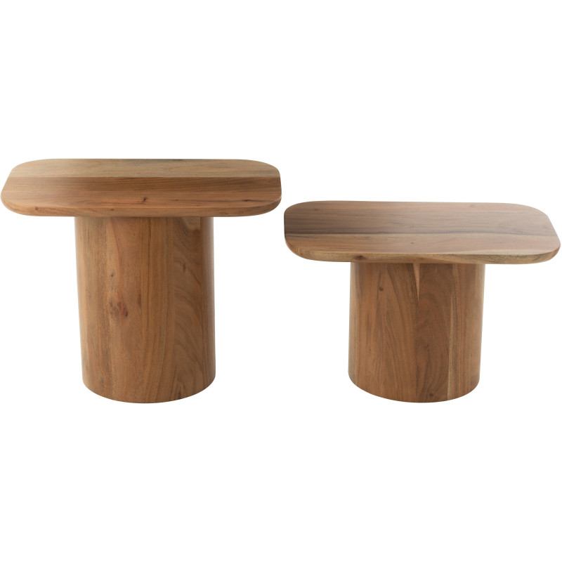 Table basse bord de mer Ronde en Polyéthylène Naturel Effet bois Métal Blanc Zoa - 2