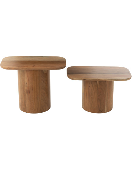 Table basse bord de mer Ronde en Polyéthylène Naturel Effet bois Métal Blanc Zoa - 2