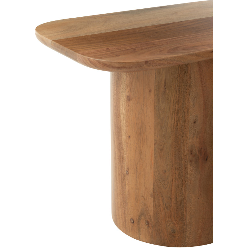 Table basse bord de mer Ronde en Polyéthylène Naturel Effet bois Métal Blanc Zoa - 4