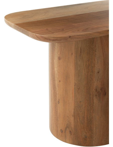 Table basse bord de mer Ronde en Polyéthylène Naturel Effet bois Métal Blanc Zoa - 4