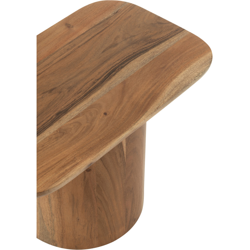 Table basse bord de mer Ronde en Polyéthylène Naturel Effet bois Métal Blanc Zoa - 5