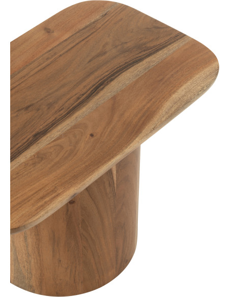 Table basse bord de mer Ronde en Polyéthylène Naturel Effet bois Métal Blanc Zoa - 5