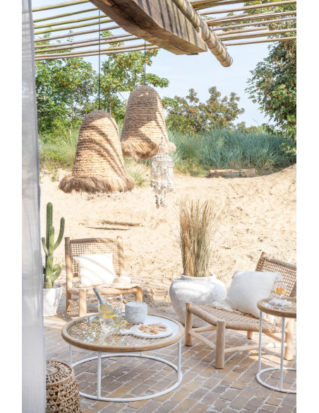 Table basse bord de mer Ronde en Polyéthylène Noir Effet bois Métal Noir Zoa - 2