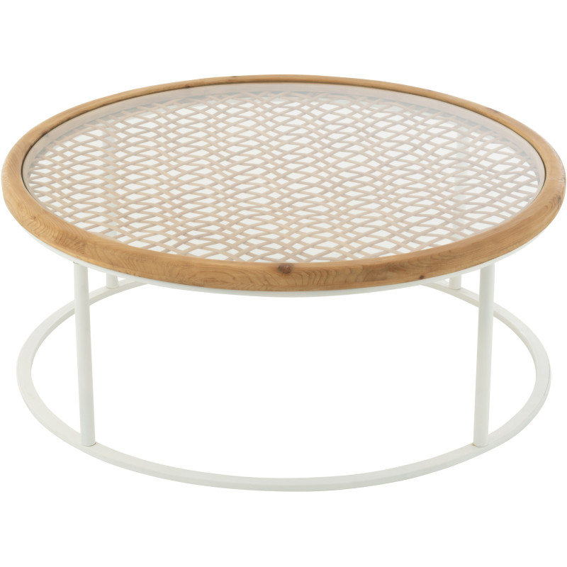 Table basse bord de mer Ronde en Polyéthylène Noir Effet bois Métal Noir Zoa - 3