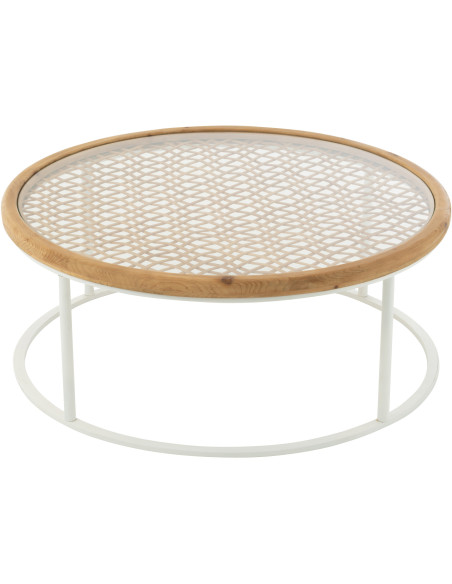 Table basse bord de mer Ronde en Polyéthylène Noir Effet bois Métal Noir Zoa - 3