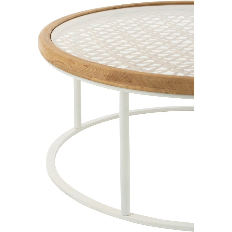 Table basse bord de mer Ronde en Polyéthylène Noir Effet bois Métal Noir Zoa - 4