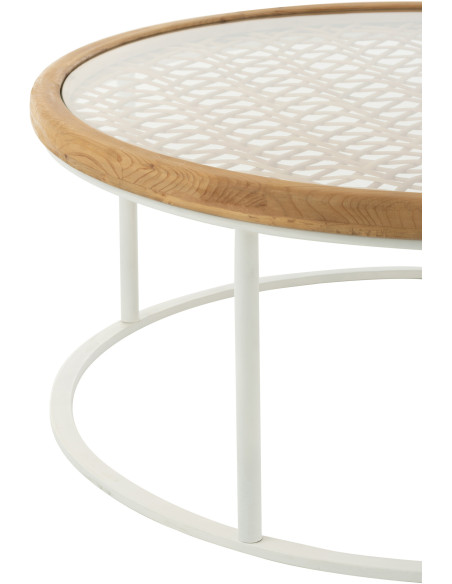 Table basse bord de mer Ronde en Polyéthylène Noir Effet bois Métal Noir Zoa - 4