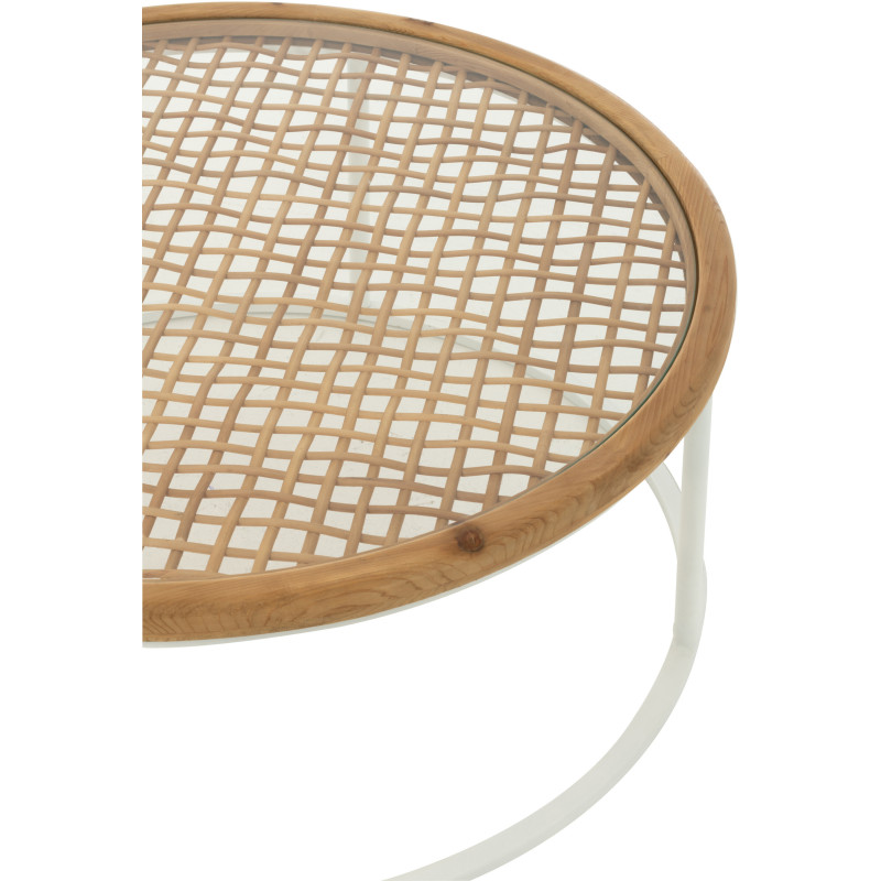 Table basse bord de mer Ronde en Polyéthylène Noir Effet bois Métal Noir Zoa - 5