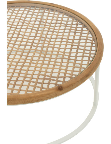 Table basse bord de mer Ronde en Polyéthylène Noir Effet bois Métal Noir Zoa - 5