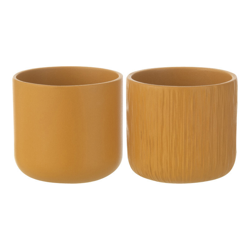 Petit Cache pot Rond Diamètre 7 cm en Céramique Ocre jaune Gen (Lot de 2) - 1