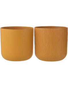 Grand Cache pot Rond Diamètre 26 cm en Céramique Ocre jaune Gen (Lot de 2) - 1