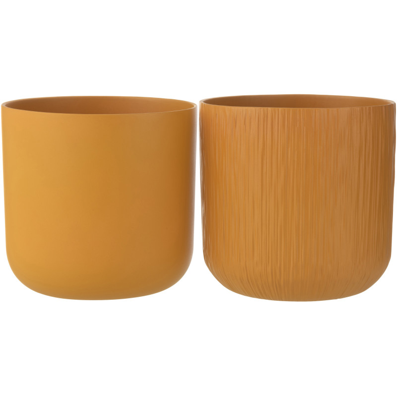 Grand Cache pot Rond Diamètre 26 cm en Céramique Ocre jaune Gen (Lot de 2) - 1