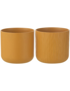 Petit Cache pot Rond Diamètre 13 cm en Céramique Ocre jaune Gen (Lot de 2) - 1