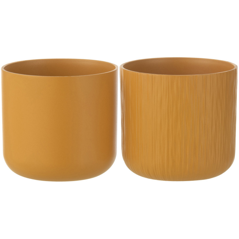 Petit Cache pot Rond Diamètre 13 cm en Céramique Ocre jaune Gen (Lot de 2) - 1