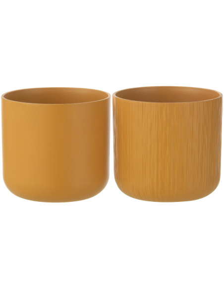 Petit Cache pot Rond Diamètre 13 cm en Céramique Ocre jaune Gen (Lot de 2) - 1