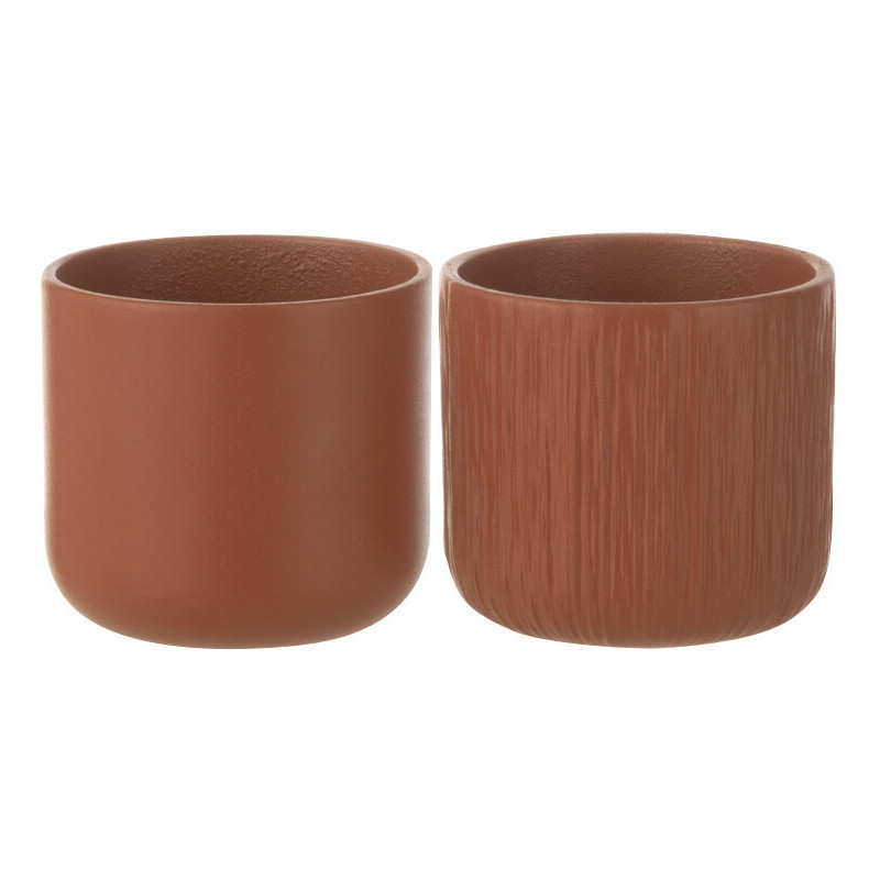 Petit Cache pot Rond Diamètre 7 cm en Céramique Terracotta Gen (Lot de 2) - 1