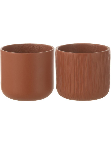 Petit Cache pot Rond Diamètre 7 cm en Céramique Terracotta Gen (Lot de 2) - 1