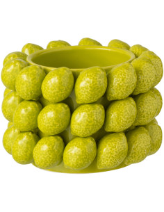 Petit Cache pot original Citrons Rond Diamètre 15 cm en Céramique Vert Juicy - 1