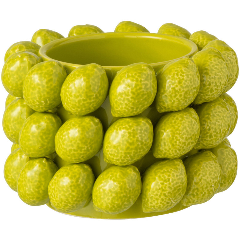 Petit Cache pot original Citrons Rond Diamètre 15 cm en Céramique Vert Juicy - 1