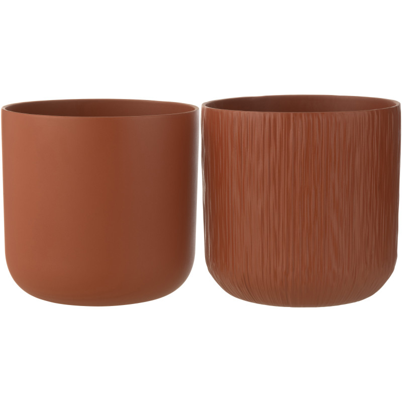 Grand Cache pot Rond Diamètre 26 cm en Céramique Terracotta Gen (Lot de 2) - 1