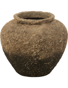 Grand Cache pot antique Jarre Hauteur 50 cm en Argile Ciment Marron Noir Nemi - 1