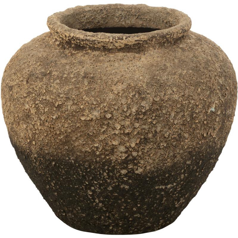 Grand Cache pot antique Jarre Hauteur 50 cm en Argile Ciment Marron Noir Nemi - 1