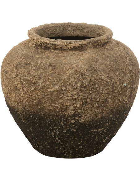 Grand Cache pot antique Jarre Hauteur 50 cm en Argile Ciment Marron Noir Nemi - 1