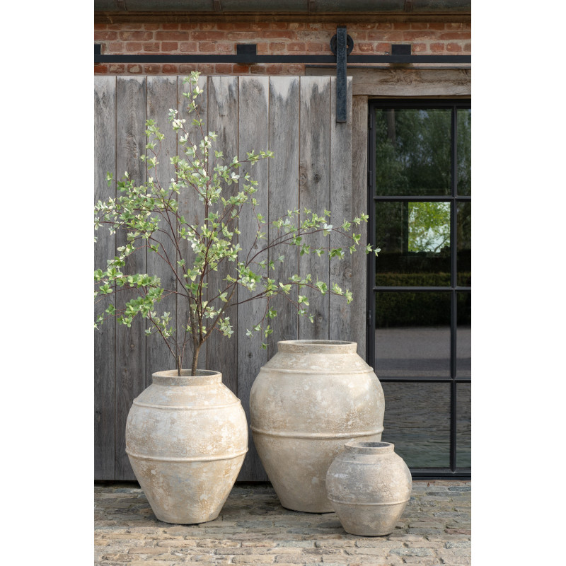 Grand Cache pot antique Jarre Hauteur 50 cm en Argile Ciment Marron Noir Nemi - 2