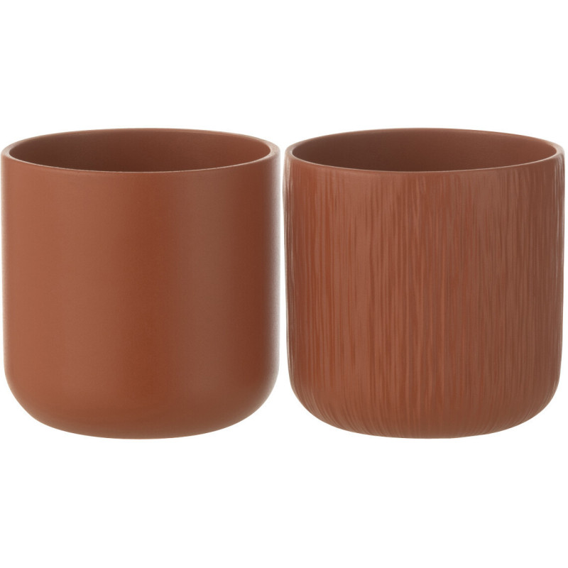 Petit Cache pot Rond Diamètre 11 cm en Céramique Terracotta Gen (Lot de 2) - 1
