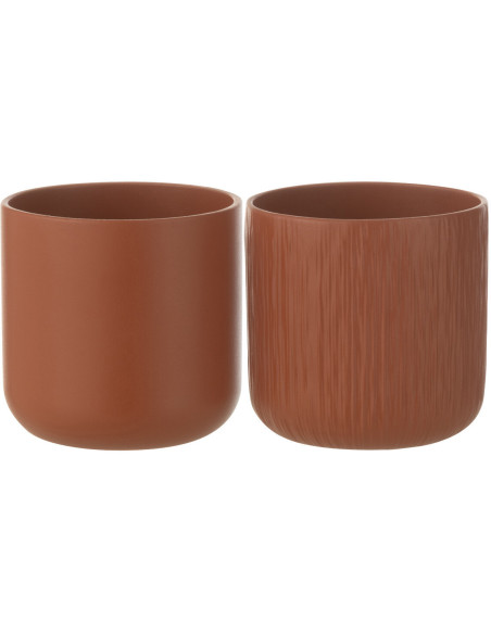 Petit Cache pot Rond Diamètre 11 cm en Céramique Terracotta Gen (Lot de 2) - 1