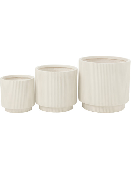 Grand Cache pot extérieur Visage Hauteur 38 cm en Argile Blanc Vieilli David - 3