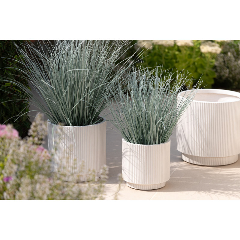 Grand Cache pot extérieur Visage Hauteur 38 cm en Argile Blanc Vieilli David - 4